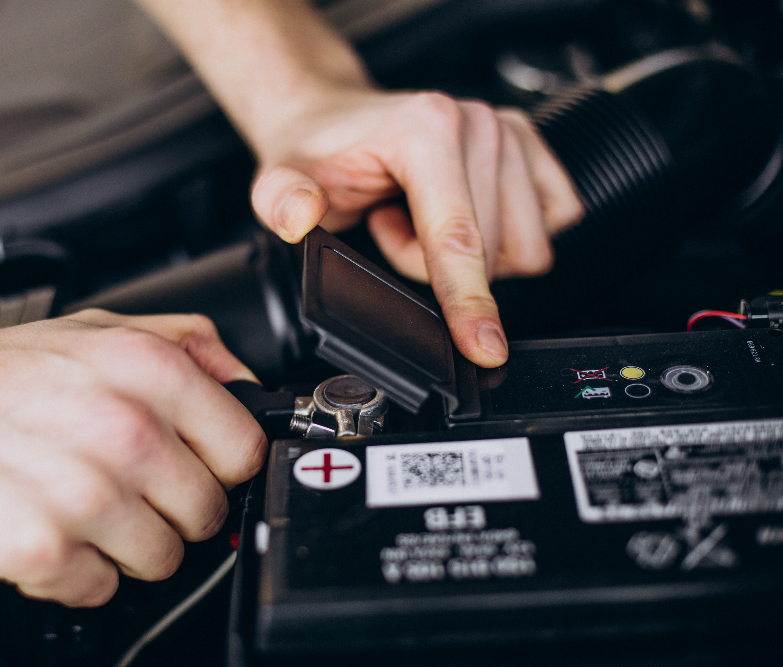 Repair man making car service